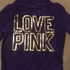 Purple towel love pink zip up